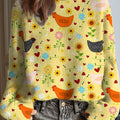 womens-funny-chicken-art-print-casual-pullover-sweater-swia