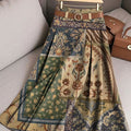 Women's Retro Splicing Flowers Pattern Casual Print Cotton Skirt