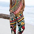 Women's Vintage Ethnic Pattern Art Print Casual 100% Cotton Wide Leg Jumpsuit