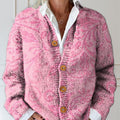 pink-pattern-print-buttoned-cardigan-sweater