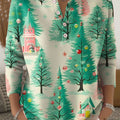 Women's Christmas Tree Art Print Buttoned Cardigan Sweater