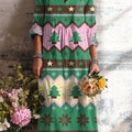 Women's Vintage Winter Christmas Diamond Geometric Pattern Art Print Dress