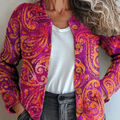 Watercolor Paisley Pattern Printed Buttoned Cardigan Sweater