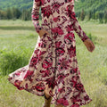 Women's Retro Floral Art Print Long-sleeved Dress