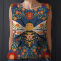 Women's Vintage Flower Bee Art Print Casual  Knitting Top