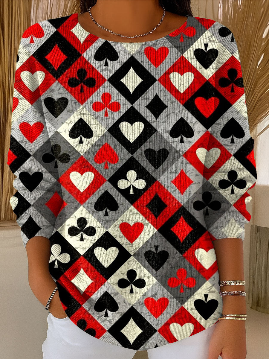 Women's Vintage Pattern Art Print Casual Pullover Sweater