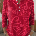 Valentine's Day Painting Art, Heart-shaped Graffiti, Decorative Patterns Casual Cardigan Collar Long Sleeve Sweater