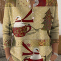 Women's Christmas Snowman Pattern Art Print Buttoned Cardigan Sweater
