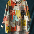 Women's Vintage Cat Print Casual Shirt