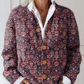 Gilet boutonné à imprimé floral vintage pour femme 