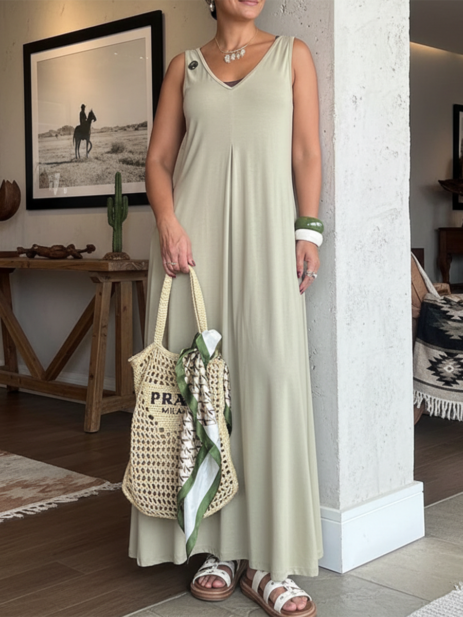 Comfortable Reversible Stretch V-neck Dress