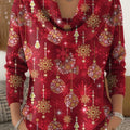Women's Christmas Snowflake Pattern Art Print Cowl Neck Sweater