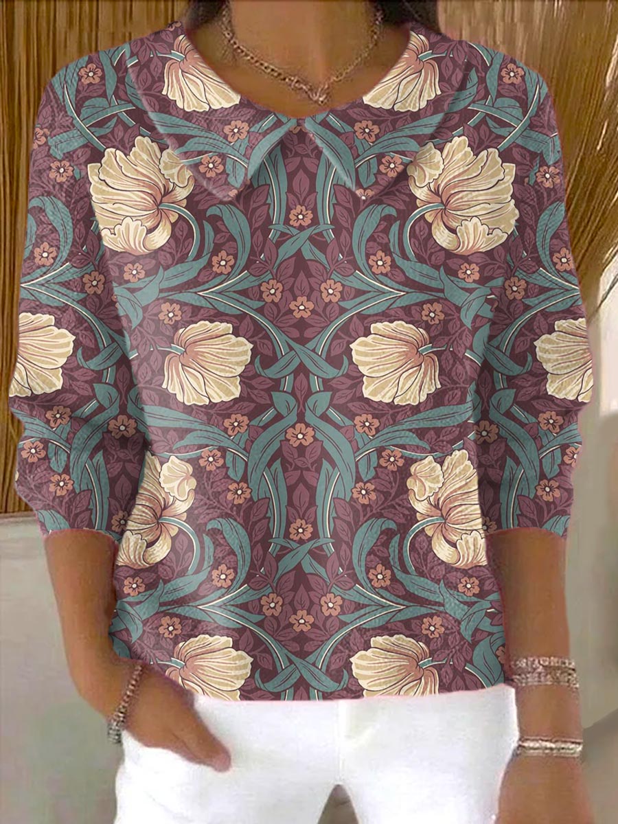 womens-vintage-floral-art-casual-peter-pan-collar-3-4-sleeve-sweater-ypgq