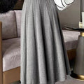 Women's Solid Color Elastic Waist A-Line Knit Skirt