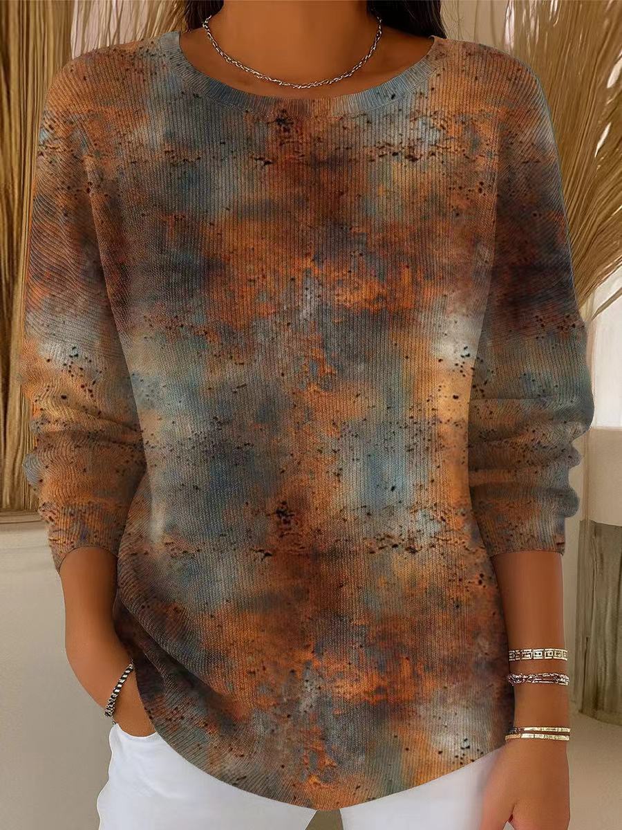 Women's Vintage Graffiti Painting Art Print Casual Pullover Sweater