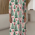Women's Christmas Tree Pattern Art Print Casual Knitted Dress