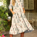 Women's Christmas Tree Pattern Art Print Casual Cotton Dress