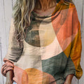 Women's Geometric Pattern Art Print Casual Long Sleeve Comfortable Cotton Shirt