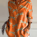 Women's Vintage Lovely Leopard Art Print Casual Cotton Shirt