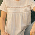 Women's Solid-color Round-neck Short-sleeve Loose-fit Cotton-linen Top