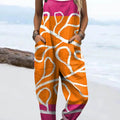 Women's Abstract Pattern Art Print Casual 100% Cotton Wide Leg Jumpsuit