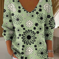 Women's Simple Floral Multicolor Abstract Casual Print Pullover Sweater