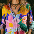 Women's Multicolor Floral Flowers Print Casual Cotton Shirt