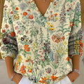 Women's Floral Art Print Buttoned Cardigan Sweater