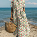 Women's Vintage Floral Pattern Art Print Cotton Dress