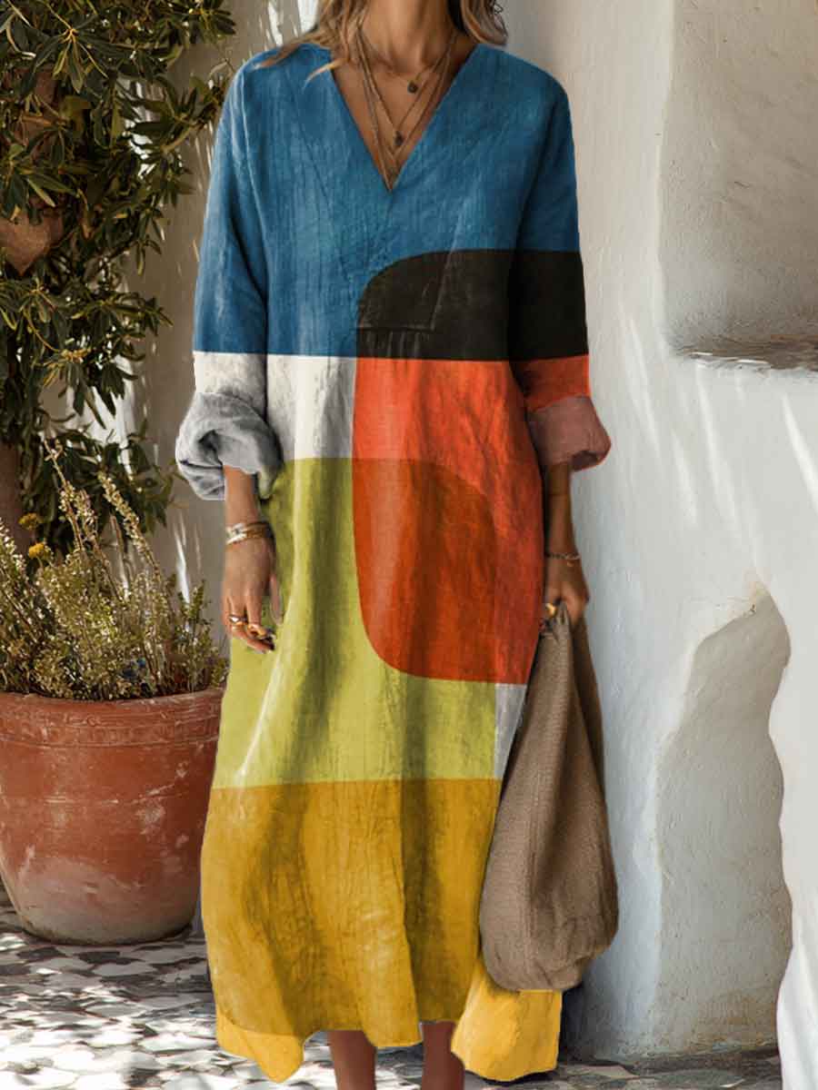 Women's Abstract Geometric Pattern Art Print Dress