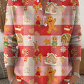 Women's Christmas Gingerbread Art Print Buttoned Cardigan Sweater