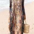 Women's Geometric Art Print Casual Cotton Sweater Dress