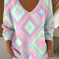 womens-colorful-diamond-geometric-painting-art-print-casual-pullover-sweater