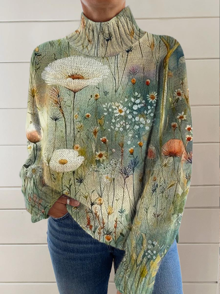 womens-floral-art-print-knit-turtleneck-pullover-sweater-sdqd