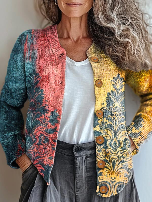 womens-vintage-floral-art-print-buttoned-cardigan-sweater-930o
