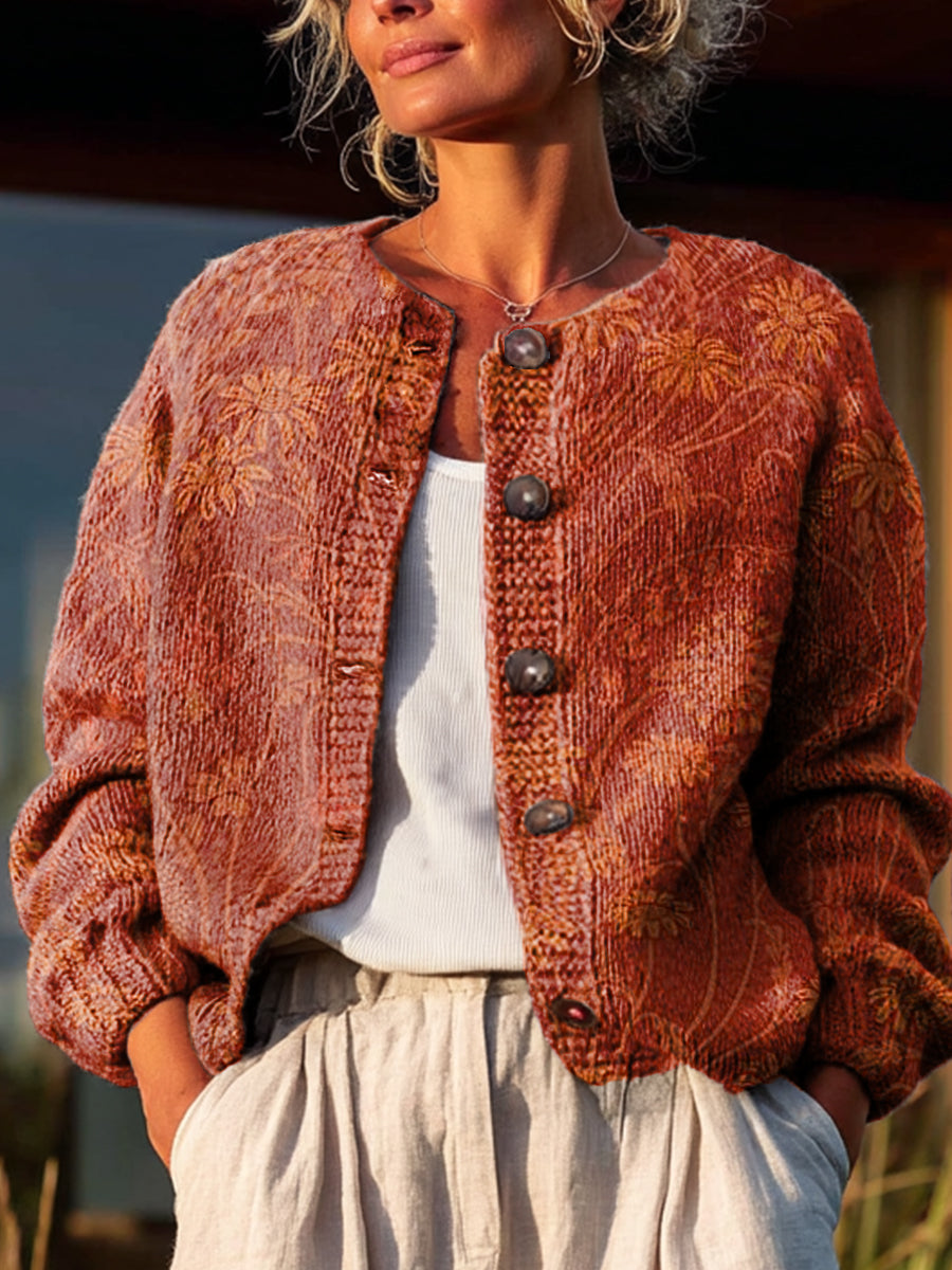 vintage-small-flower-painting-art-print-buttoned-cardigan-sweater-dkuk