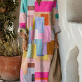 Women's Vintage Abstract Geometric Art Print Dress
