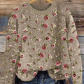 Strickpullover mit Vintage-Blumenmuster 