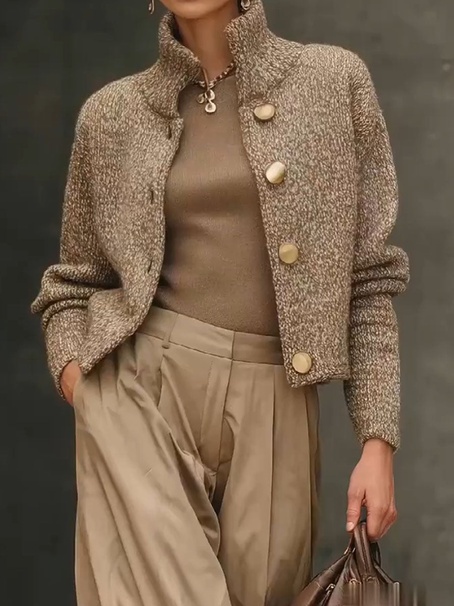 Women's Solid Color Turtleneck Long Sleeve Casual Loose Cardigan Sweater