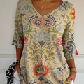 Women's Vintage Ethnic Floral Art Print Casual Pullover Knit