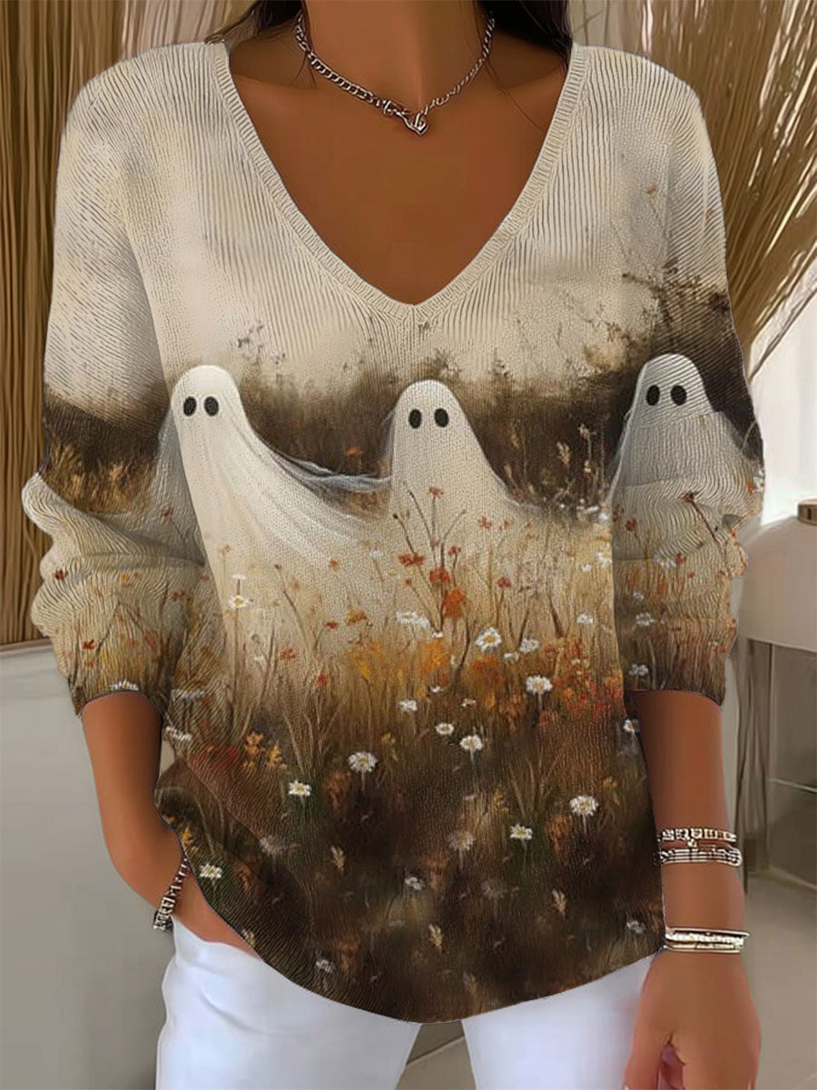 womens-vintage-ghost-art-print-casual-pullover-sweater-b8xx