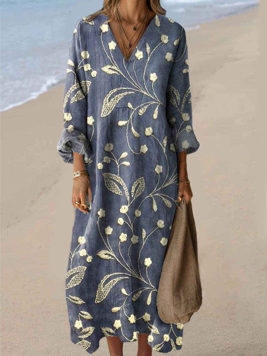 Women's Floral Pattern Art Print Cotton Dress