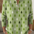 Vintage Christmas Tree Art Print Buttoned Cardigan Sweater