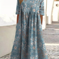 Robe vintage petite femme blanche imprimée à motifs floraux avec poches en coton 
