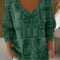 Women's Christmas Tree Pattern Print Casual Pullover Sweater