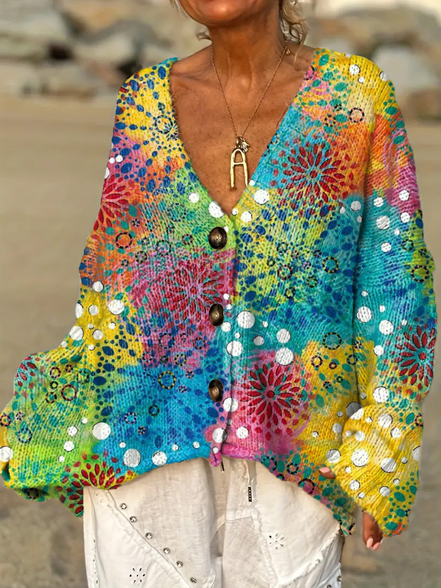 womens-beautiful-colorful-abstract-circular-floral-totem-painting-art-print-casual-pullover-sweater-khxk