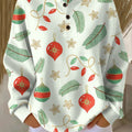Women's Christmas Leaves Lights Pattern Art Print Casual Cotton Sweatshirt