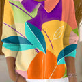 womens-beautiful-colorful-geometric-floral-painting-art-print-casual-peter-pan-collar-3-4-sleeve-sweater
