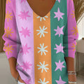 womens-colorful-stripes-stars-painting-art-print-casual-pullover-sweater