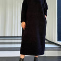 Women's Solid Color V-Neck Long Sleeve Casual Loose Knitted Dress